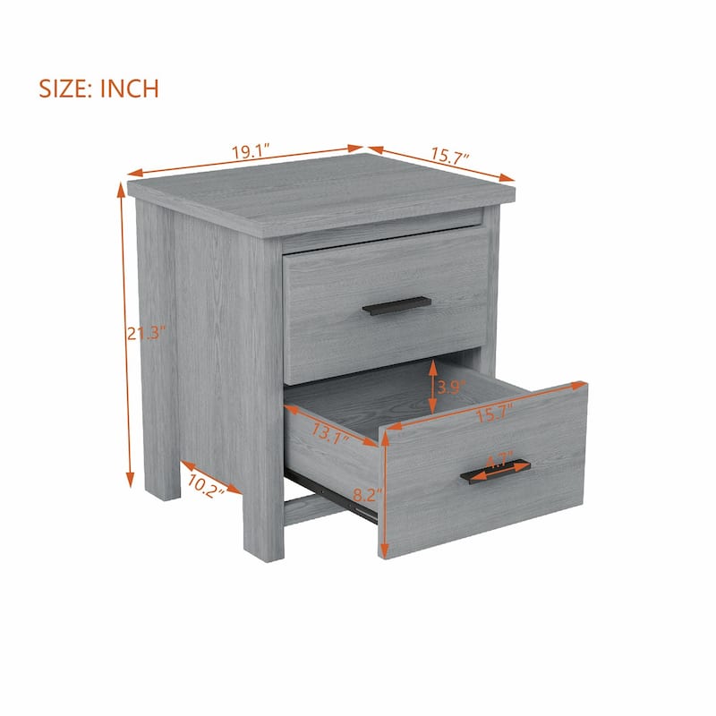 Vintage Wooden Nightstand with Two Drawers