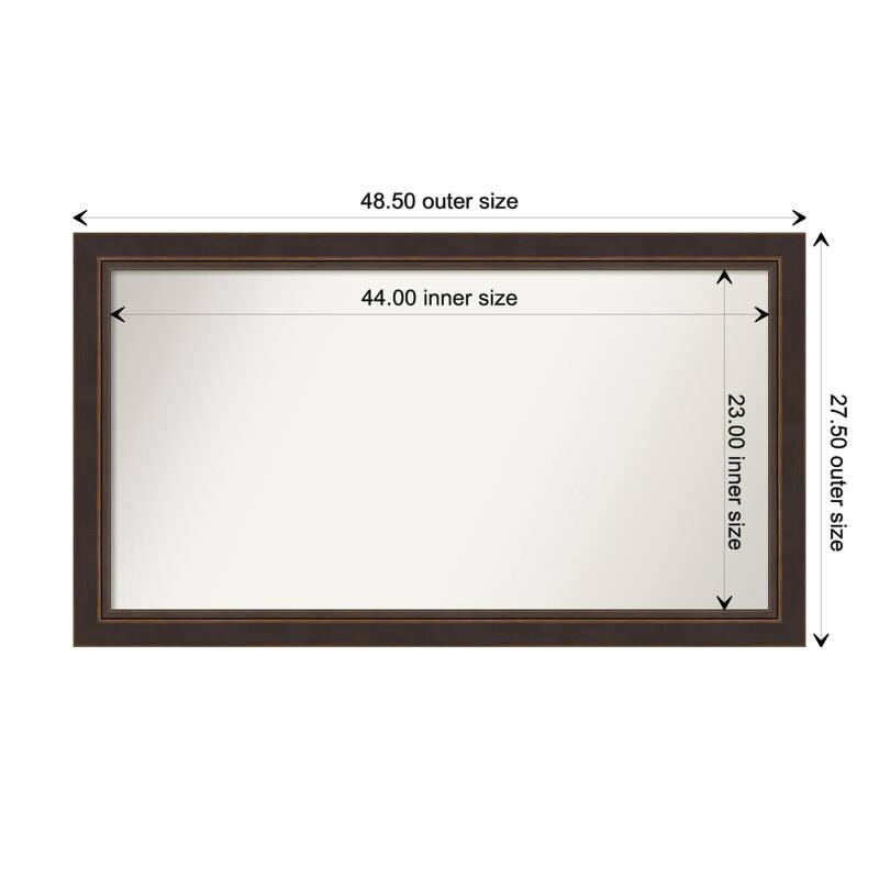 Lara Bronze Framed Non-Beveled Custom Wall Mirror, Bathroom Vanity Mirror - Outer Size: 48.5 x 27.5