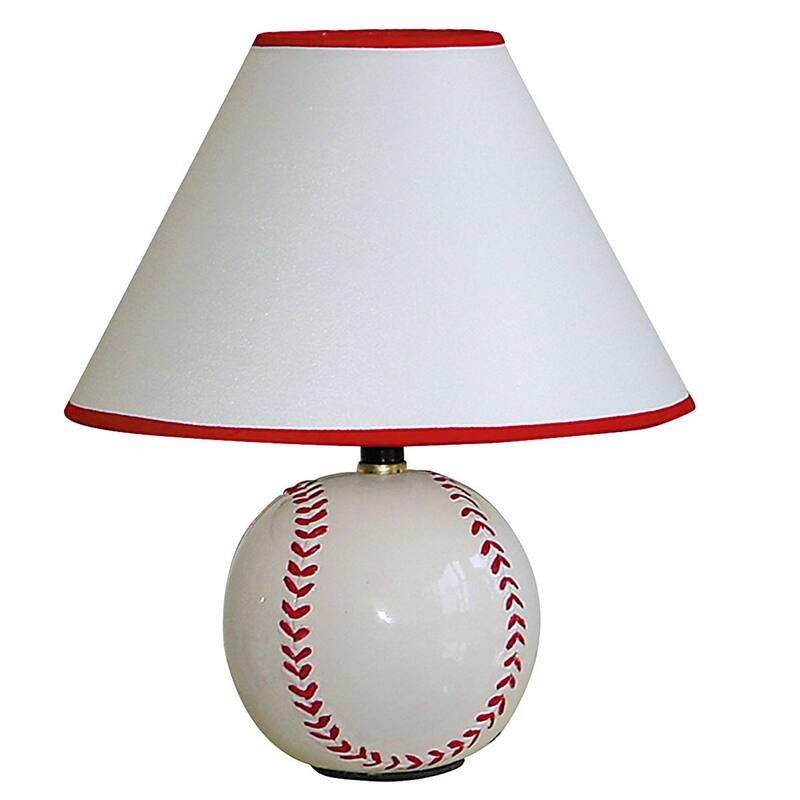 Soccer Ball Table Lamp - Ceramic Sports Lamp for Fans - Modern Design - Linen Shade - 40W Bulb Compatible