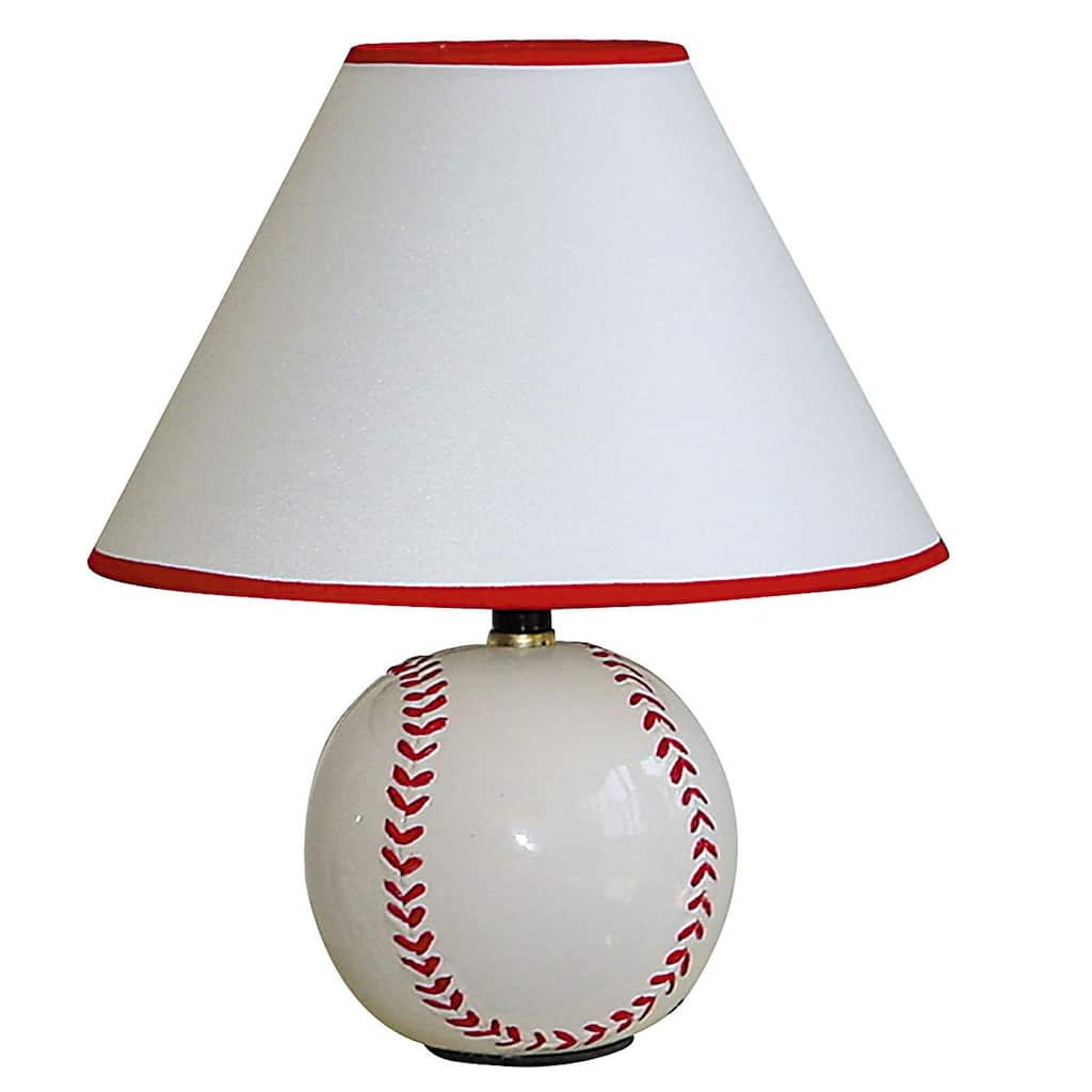 Soccer Ball Table Lamp - Ceramic Sports Lamp for Fans - Modern Design - Linen Shade - 40W Bulb Compatible