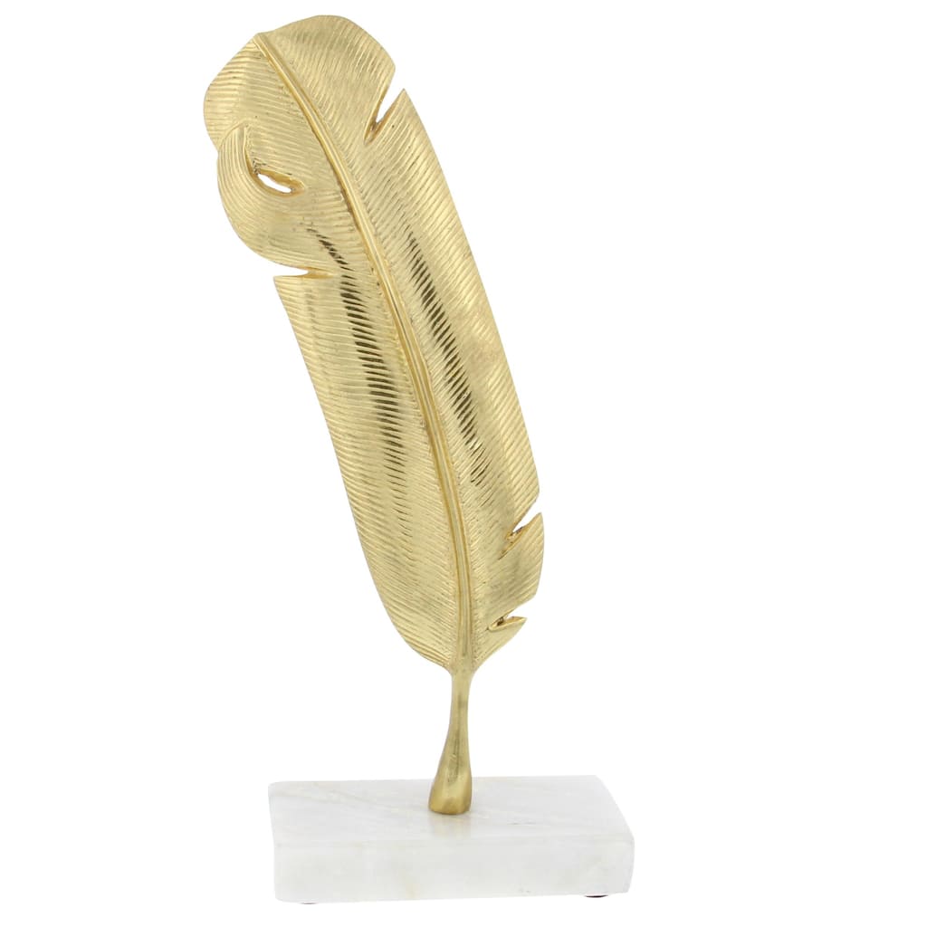 Aluminum Metal Bird Feather Decorative Sculpture - Gold - CosmoLiving by Cosmopolitan