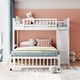 preview thumbnail 16 of 38, Wooden Twin Over Full Bunk Bed With Six Drawers And Flexible Shelves,Bottom Bed With Wheels