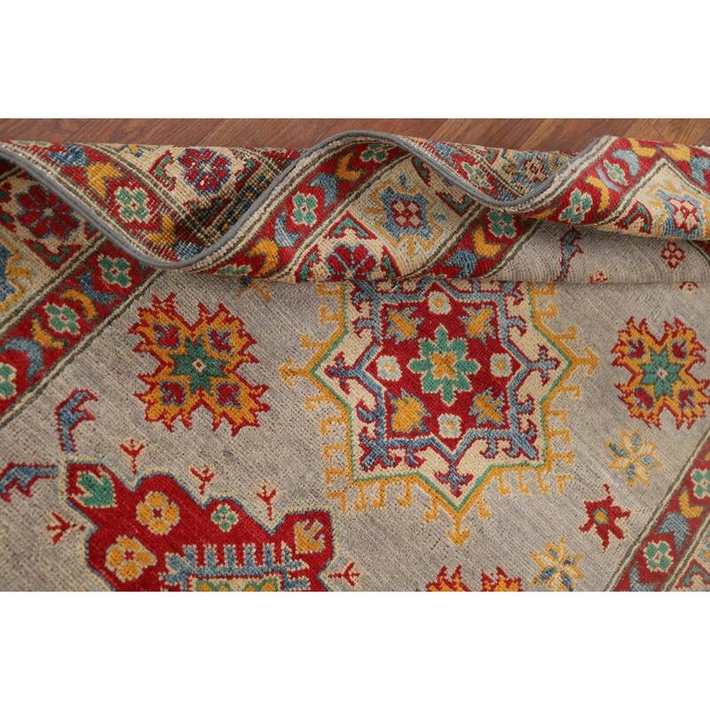 Kazak Oriental Foyer Rug Handmade Grey Wool Carpet - 3'4" x 5'1"