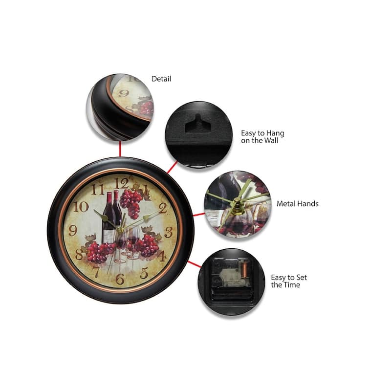 Copper Grove Kaffir 12-inch Classic Kitchen Round Clock - 12 x 2 x 12 - 12 x 2 x 12