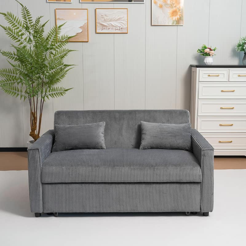 Corduroy Futon Sofa Bed - 3-in-1 Convertible Sleeper