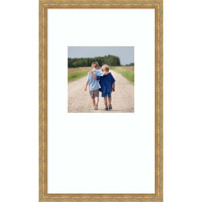 Mila Picture Frame, Photo Frame - 13x22 Matted White 8x8 - Mila Dark Gold