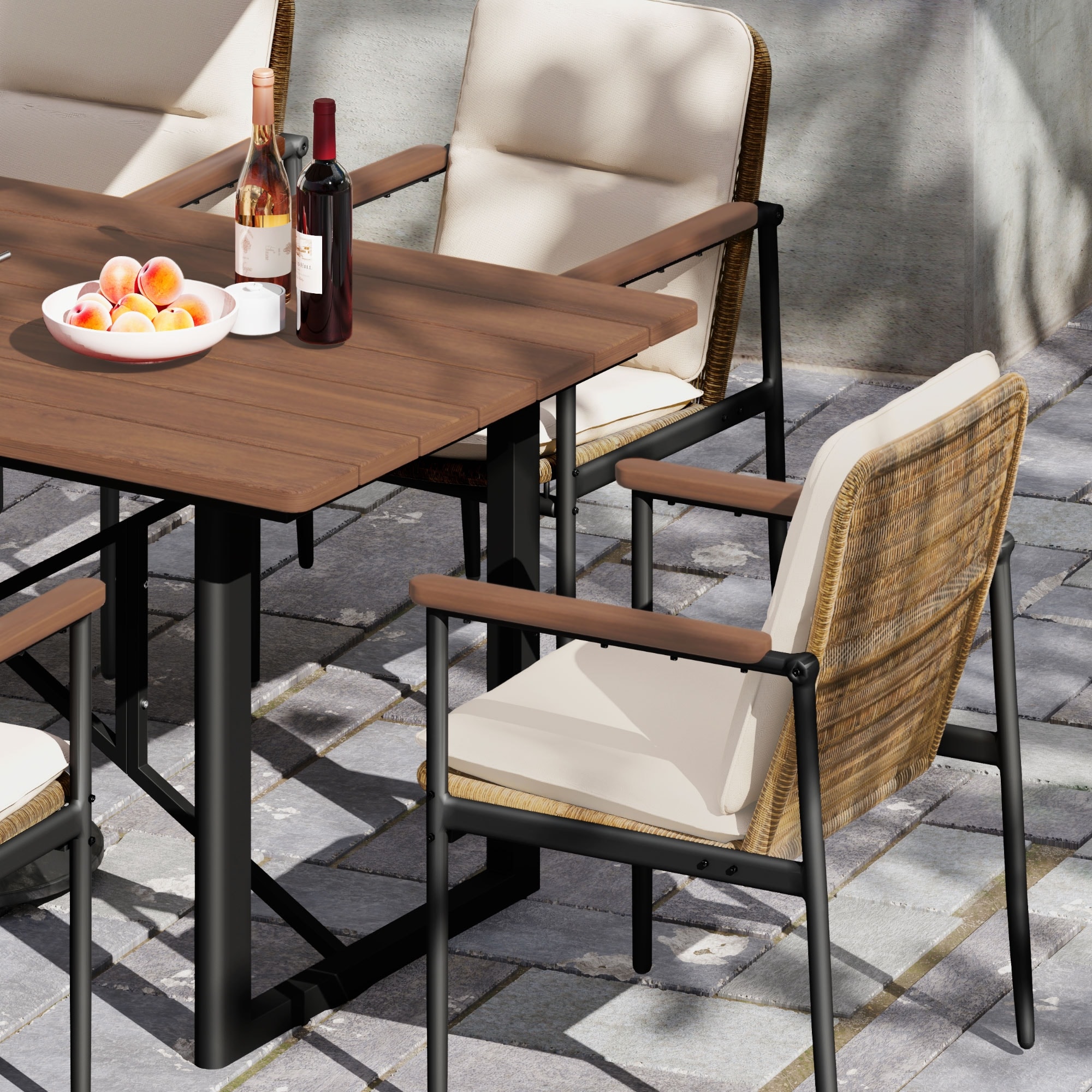 PureCane 4-Piece Aluminum Wicker Patio Dining Chairs with Light Cushions