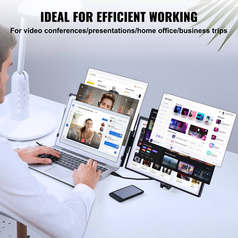Portable Laptop Screen Extender, 14" FHD 1080P IPS Extended Monitor for 13"-17" Laptop, Swivel Portable Monitor