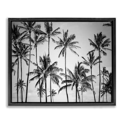 Stupell Palm Trees Skyline Black and White Photography Floater Frame