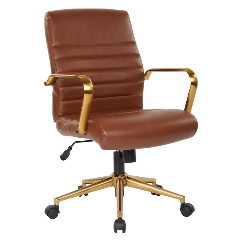 Baldwin Mid-Back Faux Leather Chair - Saddle