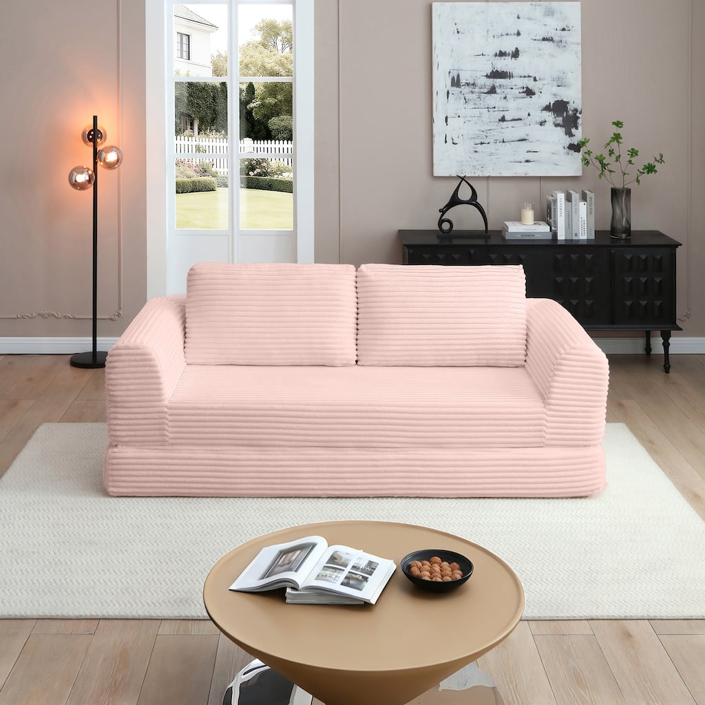 2-in-1 Folding Convertible Sofa Bed, Modern Corduroy Sleeper Couch