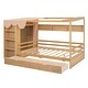 preview thumbnail 15 of 13, Full Size Platform Bed House Shaped Bed with All-in-One Wardrobe and Compartments, 3 Shelves & 2 Drawers Underneath, Natural