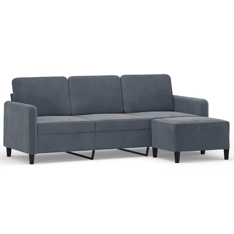 vidaXL 3-seater Sofa With Footstool Dark Gray Velvet 3-Seater - 30.3 x 77.9 x 31.5 in
