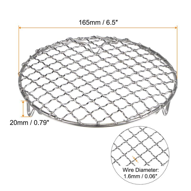 Round Cooking Rack 6.5-inch Stainless Steel Cross Wire Barbecue Grill with Legs - Silver