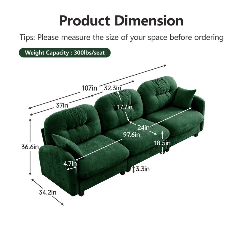 Modular Chenille Tufted Sofas Fits Bedroom, Living Rooms