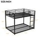 preview thumbnail 7 of 5, Full over Full Metal Bunk Bed, Low Bunk Bed with Ladder, Black