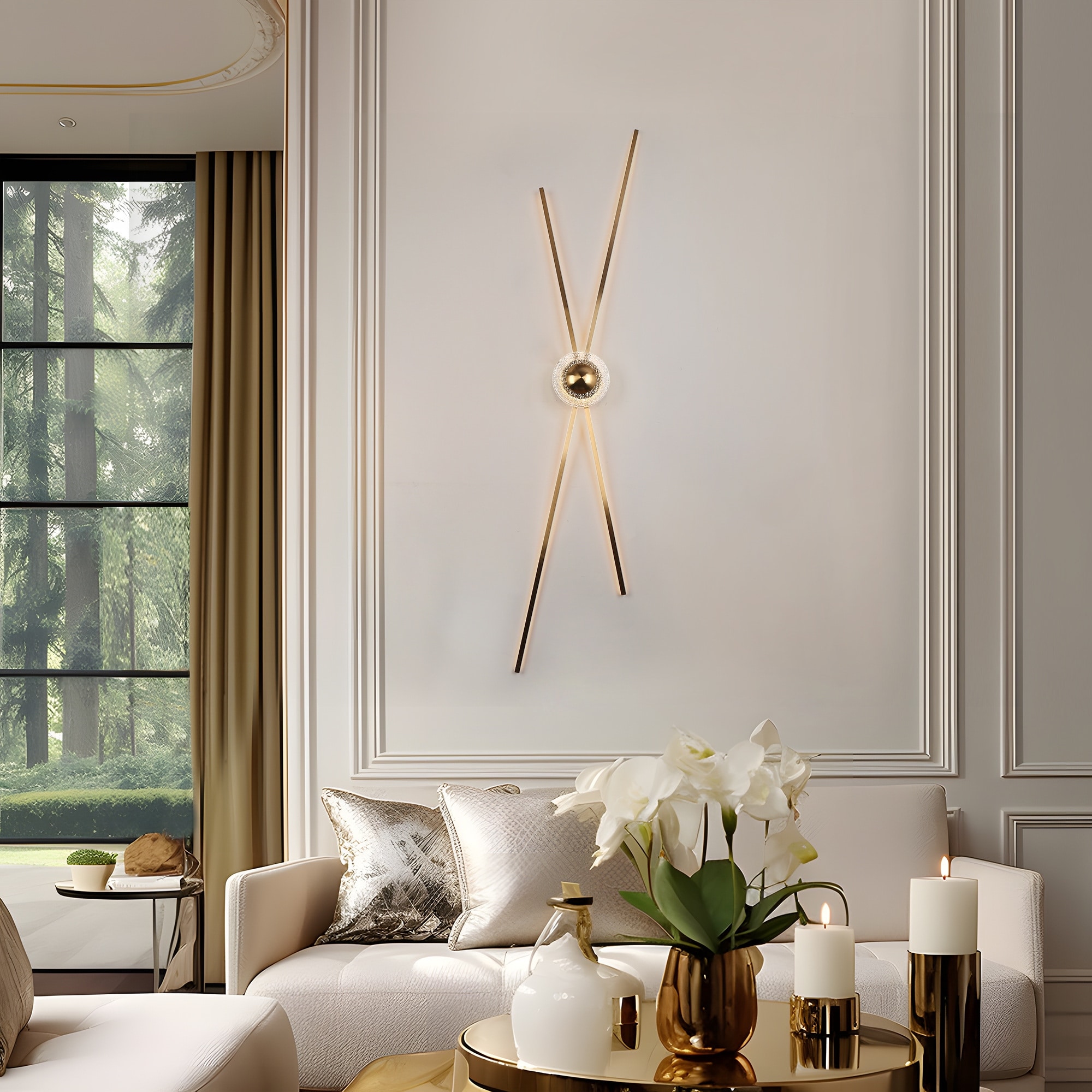 Modern LED Gold 4-Light X-shaped Design Wall Sconce Vanity Light