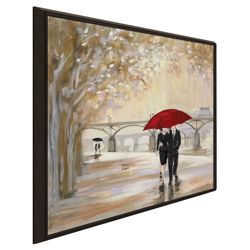 "Romantic Paris III Red Umbrella" Print on Floating Canvas