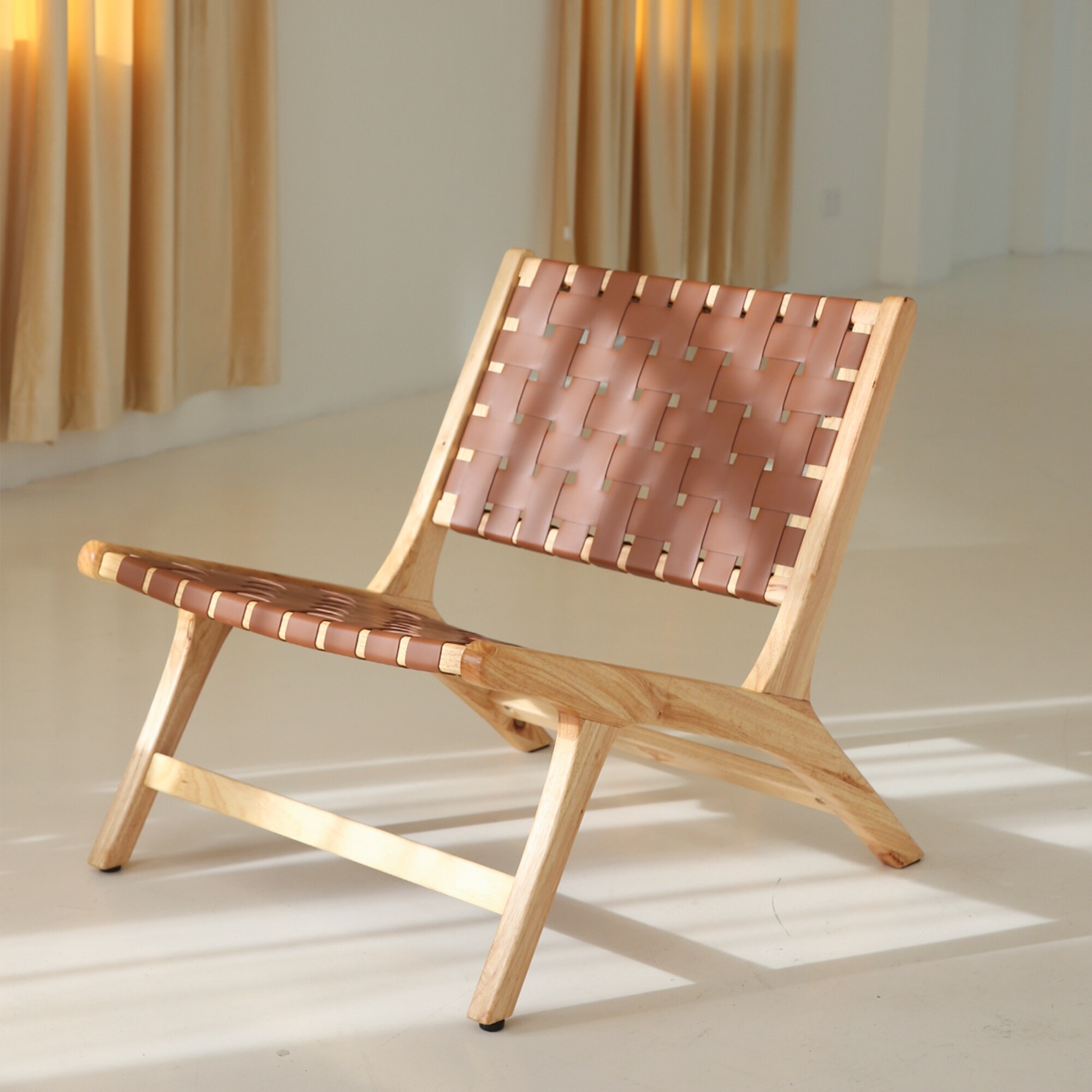 Leather discount woven armchair