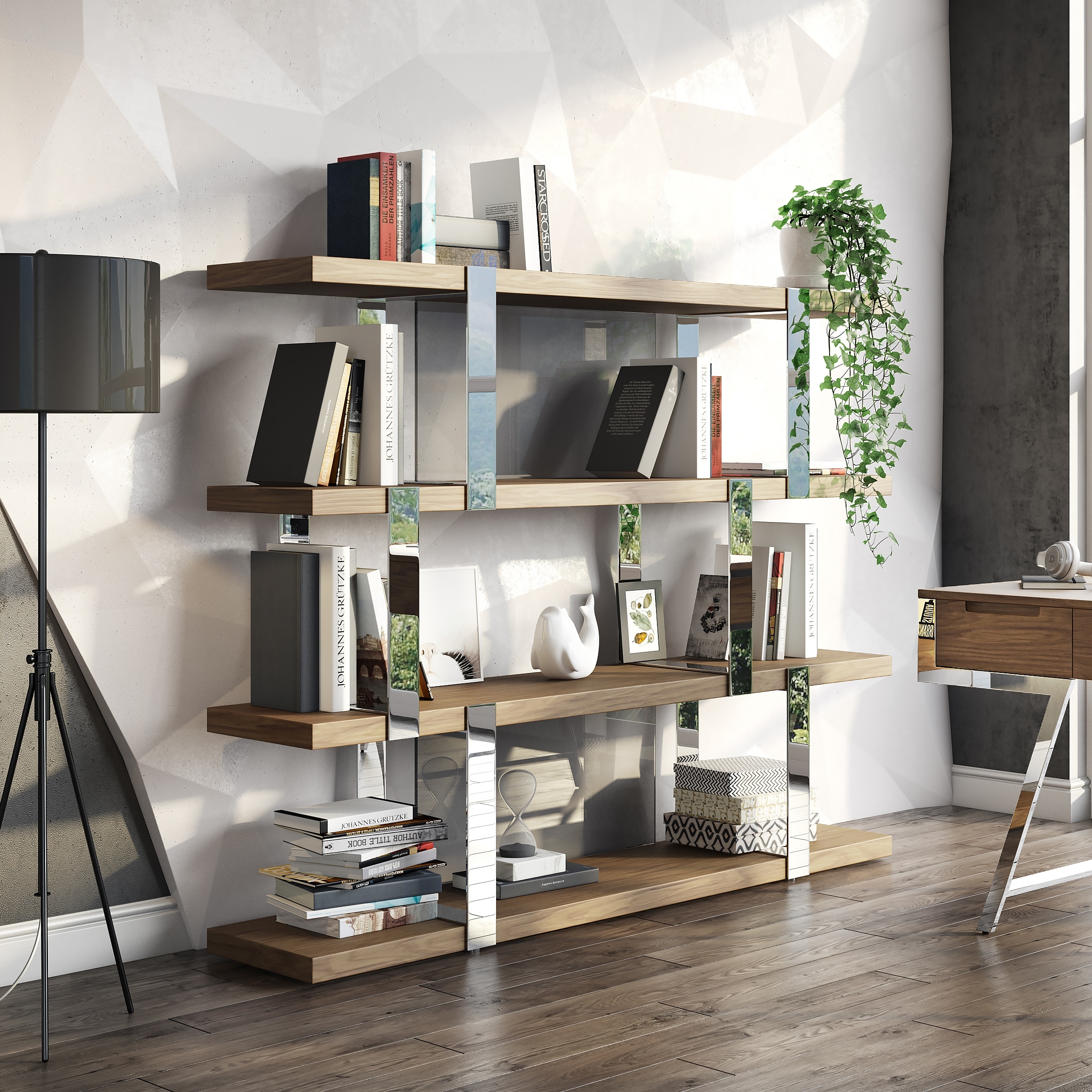 Stainless steel shop bookshelf
