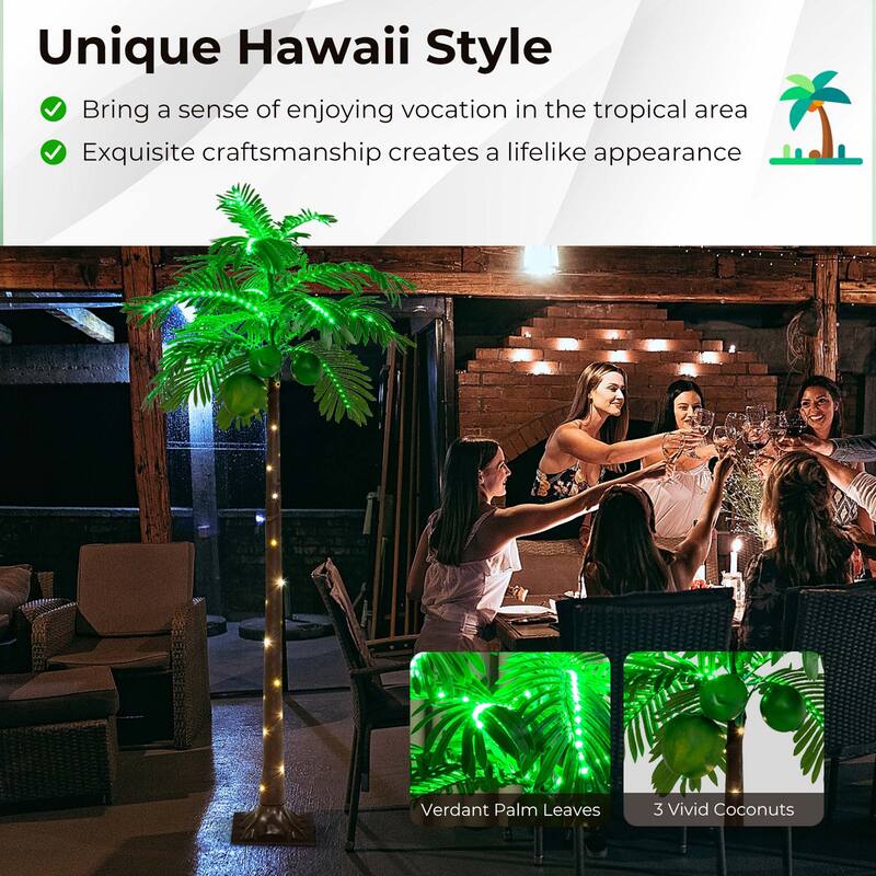 Costway 6 FT LED Lighted Artificial Palm Tree Hawaiian Style Tropical - See Details