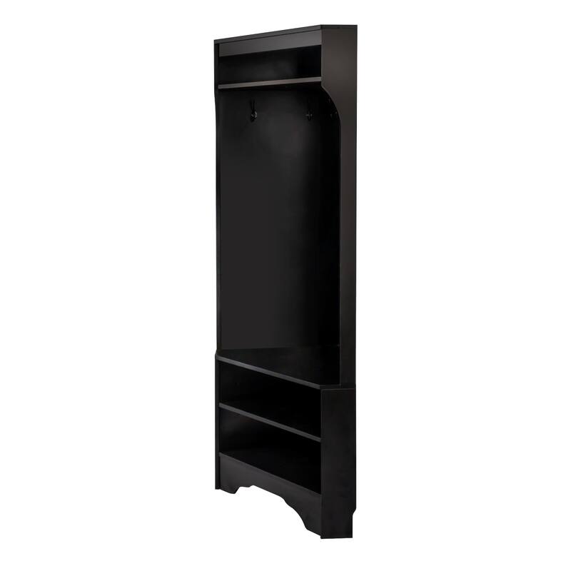 Space-Saving Corner Coat Rack with Shoes Storage Rack, Adjustable Shelf, and 4 Hooks for Hallway Entryway or Porch Organizer