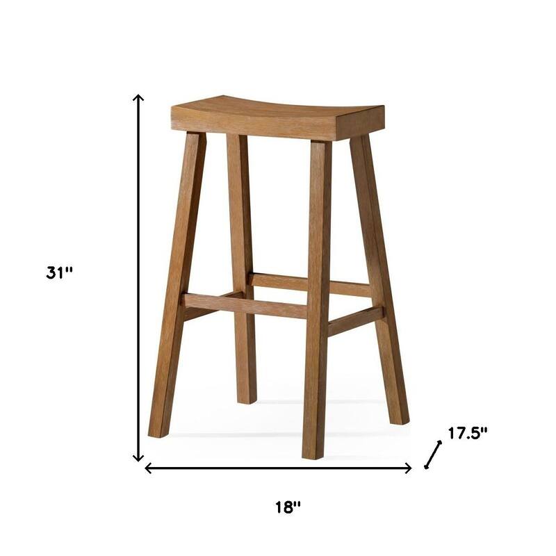 HomeRoots 31" Natural Solid Wood Backless Bar Height Bar Chair