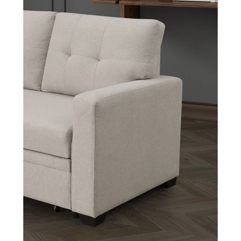 Convertible Upholstered Sectional Sofa With Pull-Out Chaise