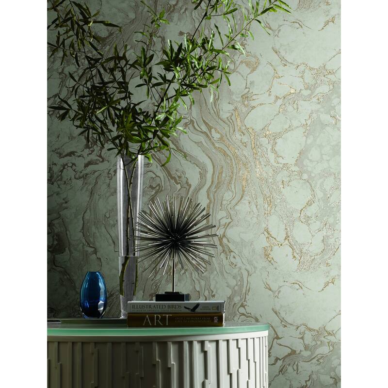 Middleton, Polished Marble Wallpaper, 27 in x 27 ft = 60.75 sq ft, Wallpaper Roll