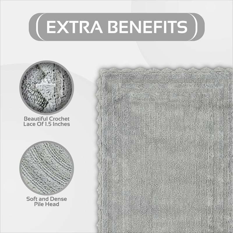 Better Trends Bath Rugs 100% Cotton Soft & Water Absorbent Reversible Tufted Bathroom Rug for Shower, Sink Mats Lilly Crochet