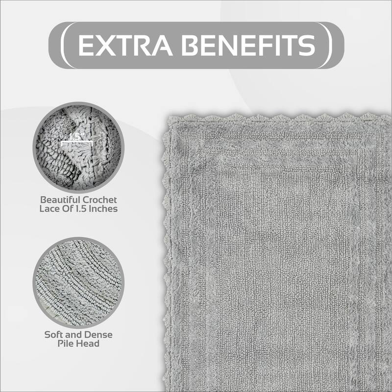 Better Trends Bath Rugs Set 100% Cotton Soft & Water Absorbent Tufted Bathroom Rug for Shower, Sink Bath Mats Lilly Crochet