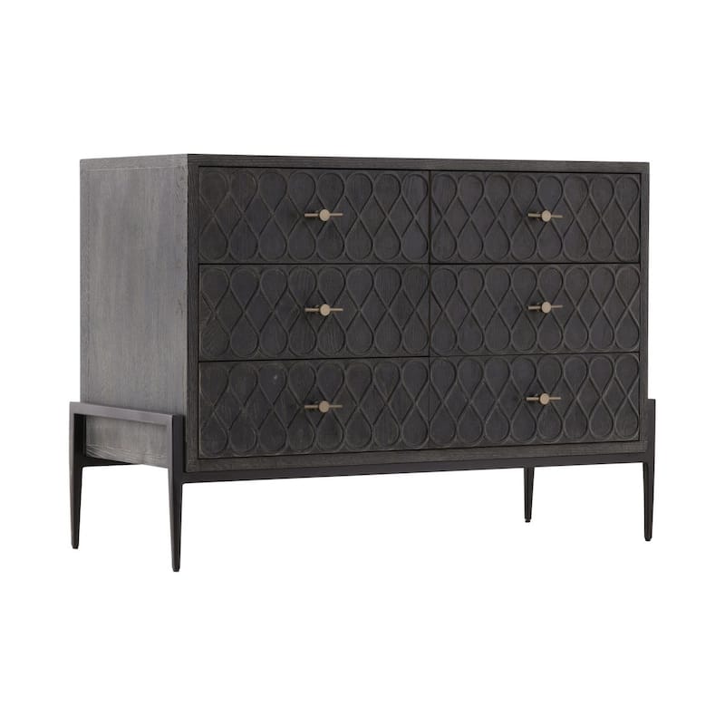 Furniture Classics Pine and Iron Six-drawer Chest - Black
