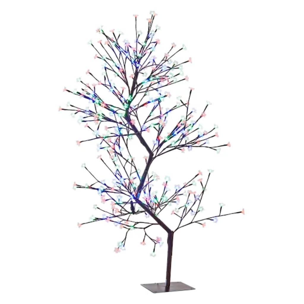 63" White Red Dual Control Double Cherry Blossom Tree 336 LED Lights - 5 Foot