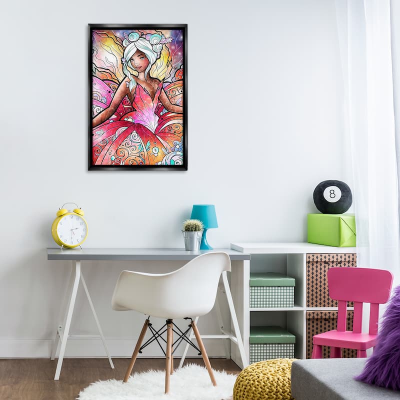 Stupell Pastel Nouveau Fairy Framed Floater Canvas Wall Art Design By Mandie Manzano