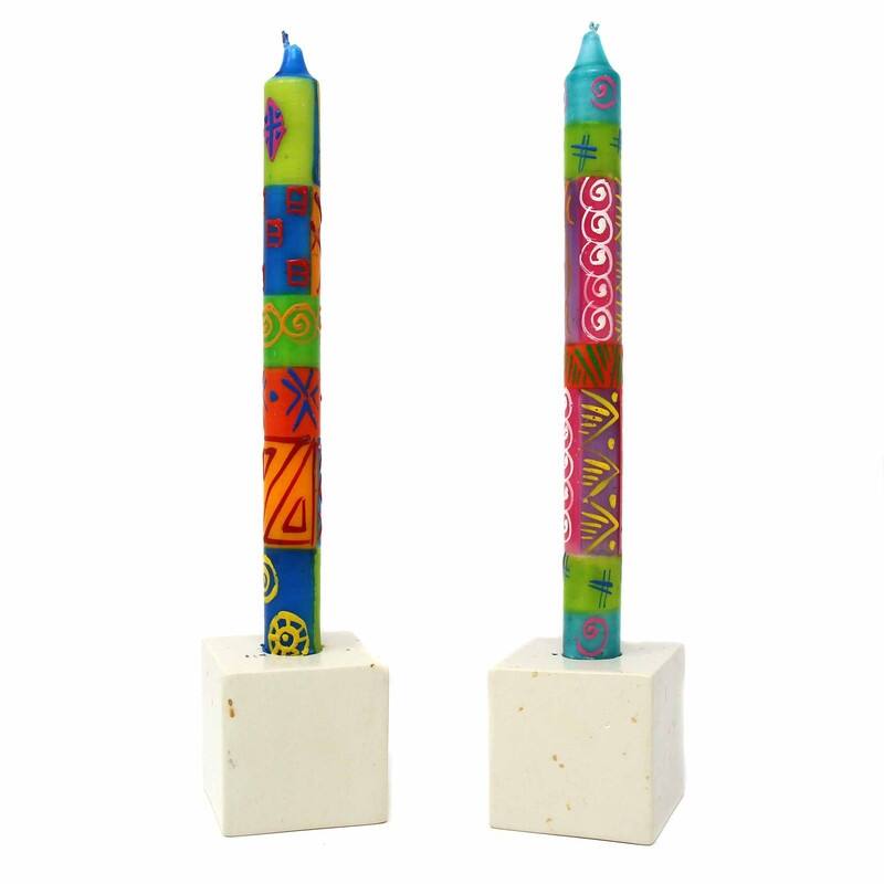 Unscented Hand-Painted Dinner Candles, Set of 2
