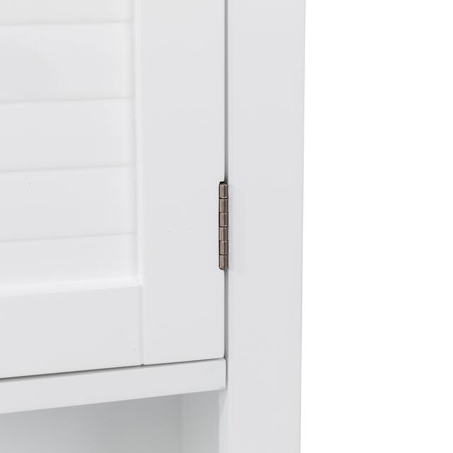 Glitzhome 24"H Modern White Bath Storage Wall Cabinet with Double Doors