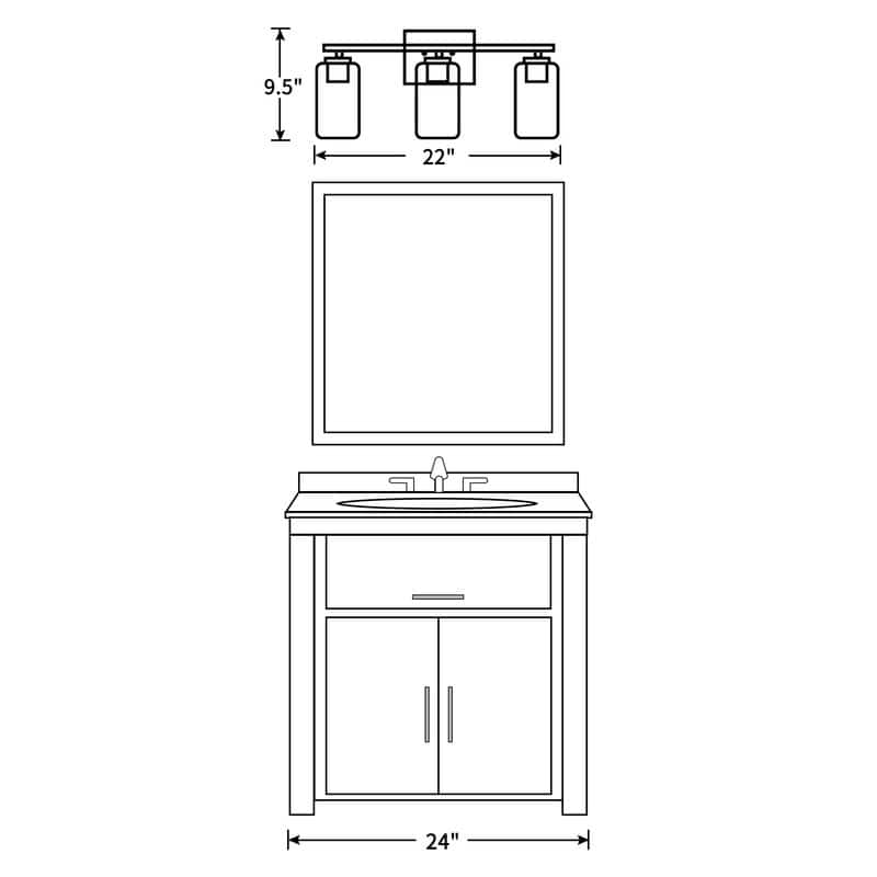 KAWOTI 3-Light Dimmable Bathroom Vanity Light with Frosted White Glass