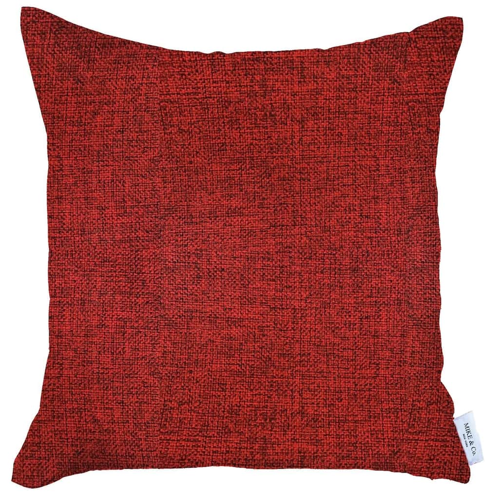 HomeRoots 18" X 18" Red Solid Color Zippered Handmade Polyester Throw Pillow Cover