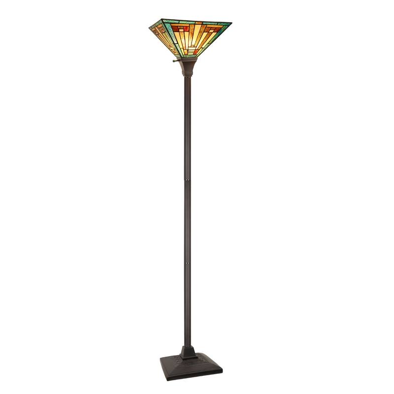 Tiffany-Style 1-Light Torchiere Floor Lamp 12" Shade