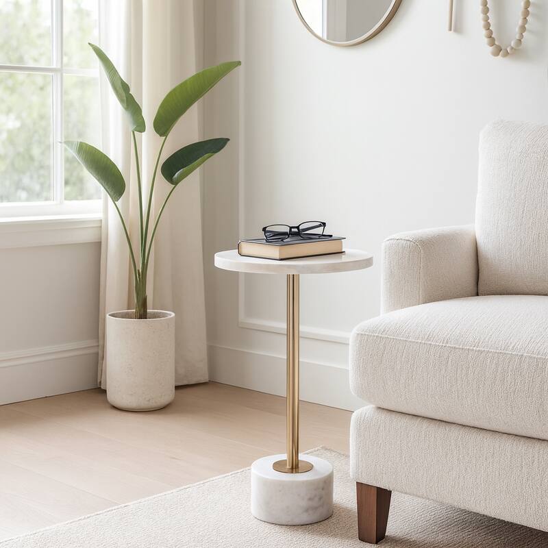 Modern Quartz Accent Side Table for Home Decor - 24" - 24.0"