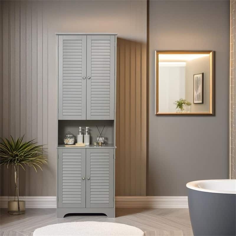 Tall Narrow Bathroom Storage Cabinet - Grey