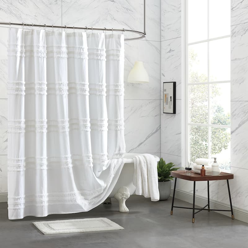 DKNY Chenille Stripe Shower Curtain - 72x72 - White