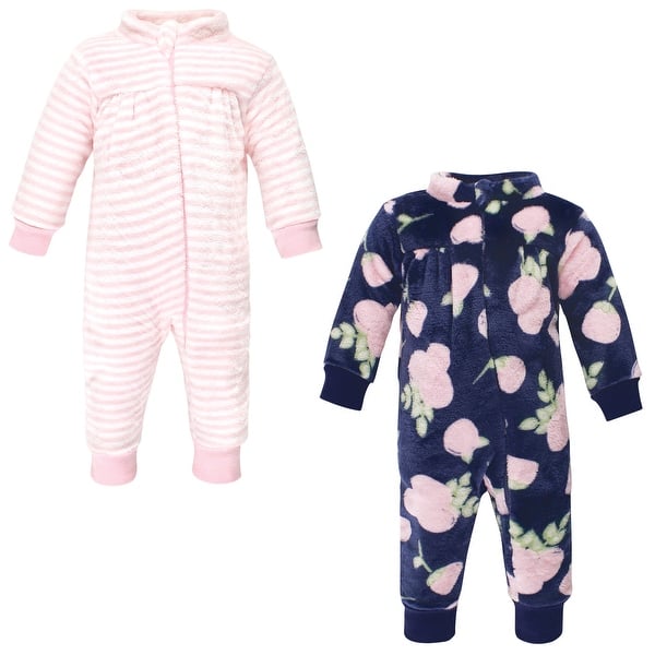 slide 1 of 1, Hudson Baby Unisex Baby Fleece Jumpsuits, Coveralls, and Playsuits, Navy Rose 0 - 3 Months - Blue/Pink