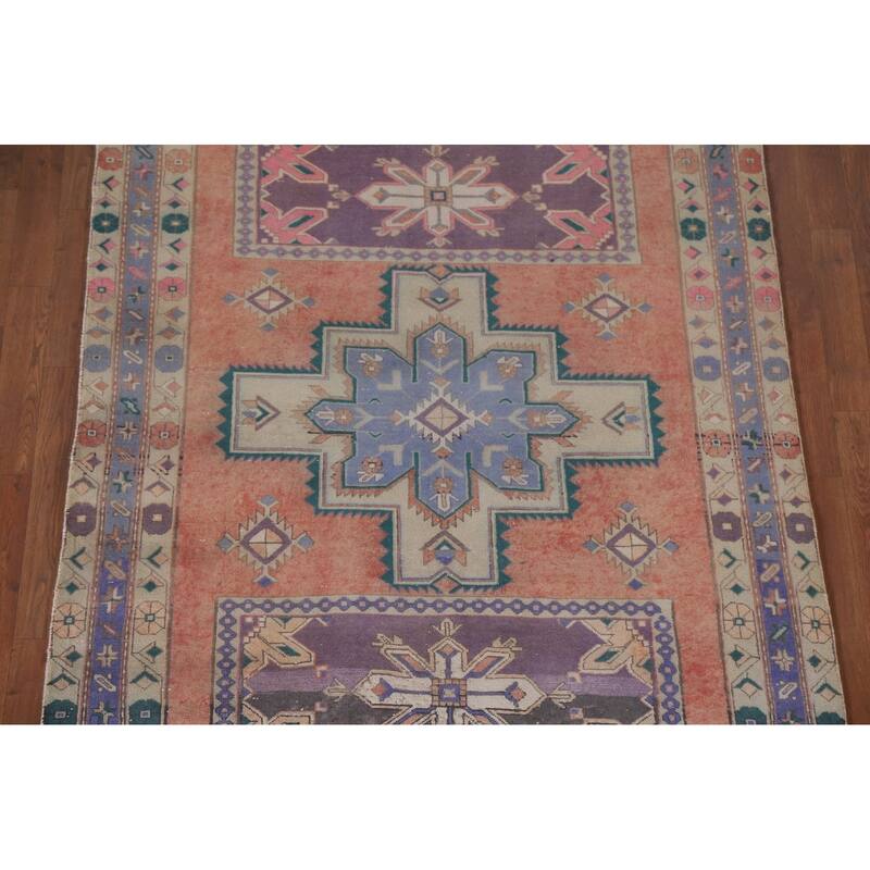 Hand Knotted Oriental 100% Wool Carpet Traditional Tribal Coral Ardebil Area Rug - 11' 1'' X 4' 7''