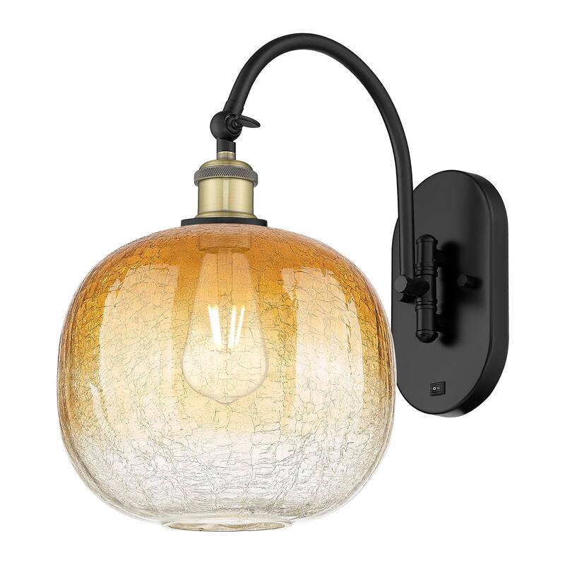 Innovations Lighting Endless Possibilities Ballston - Brookhaven Sphere - 1 Light 11" Swiveling Sconce - Black Antique Brass/Amber