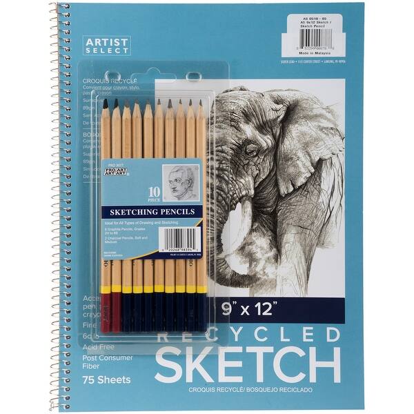 Shop Artist Select Sketch Pad 9 X12 10pc Sketching Pencil Set