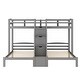 preview thumbnail 11 of 10, Twin Triple Wood Bunk Bed with Built-In Stairs - Practical for Large Families