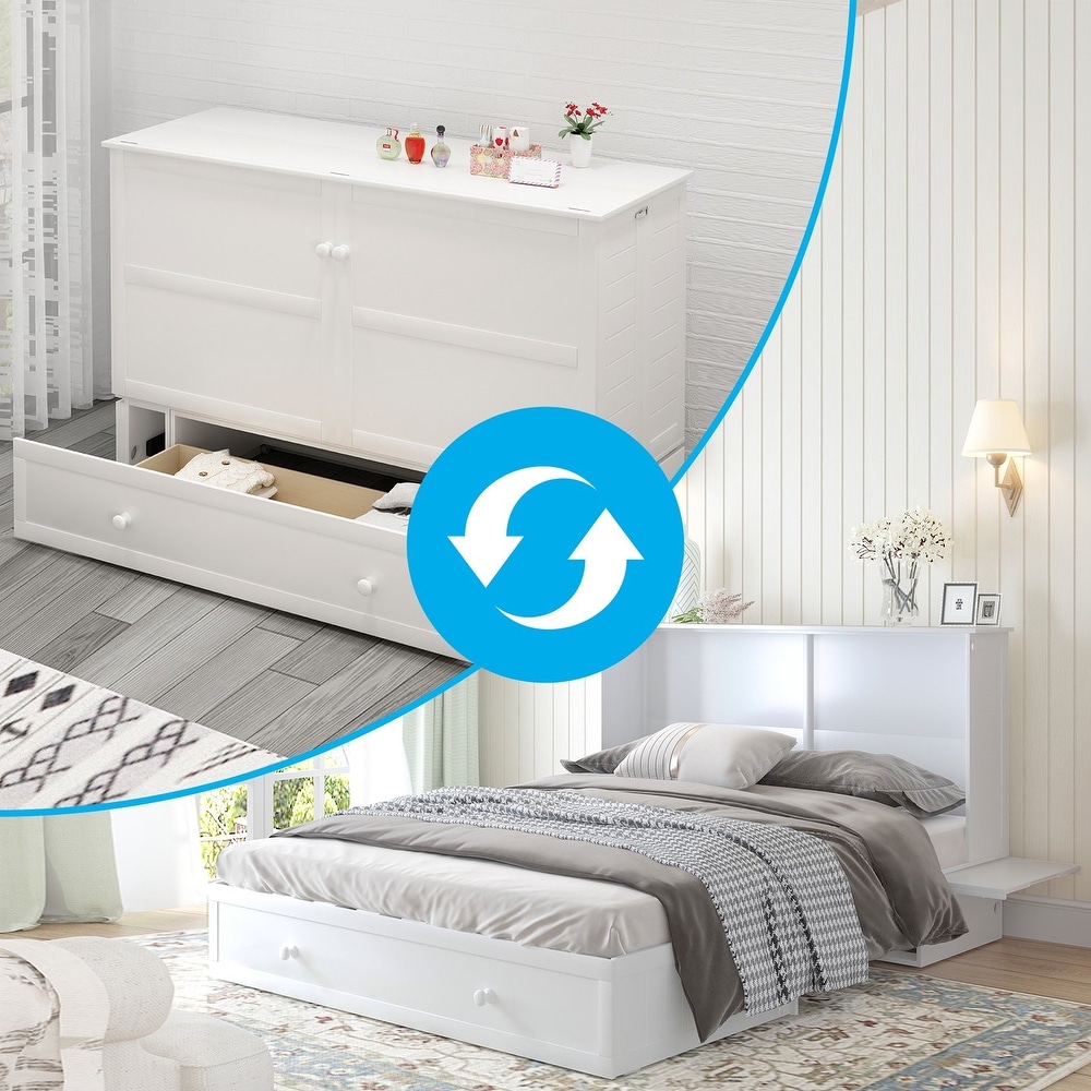 White queen outlet murphy bed