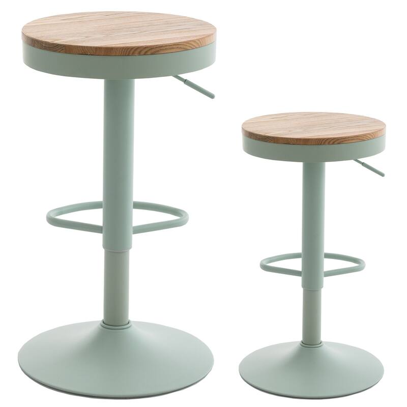 Bar Stools set of 2, Swivel Bar Chairs with Footrest for Kitchen Island - Green