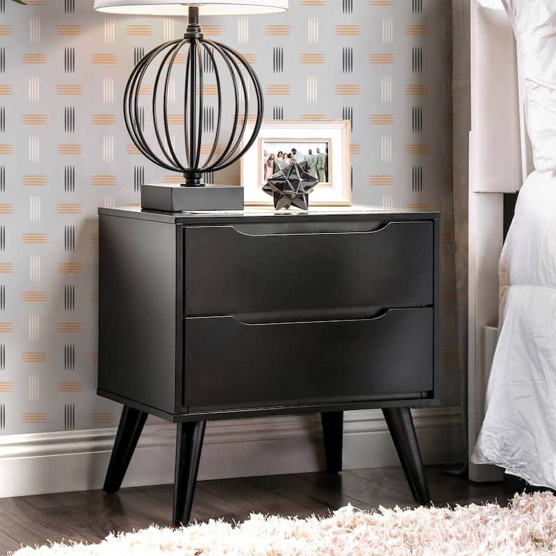 Fopp Mid-Century Modern Black Wood 3-Piece Platform Bedroom Set by Furniture of America